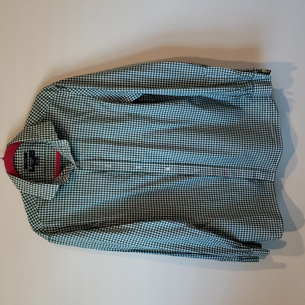 CREMIEUX Classics Men's Dress Shirt. Slim Fit. XL. Green and White. 100% Cotton.